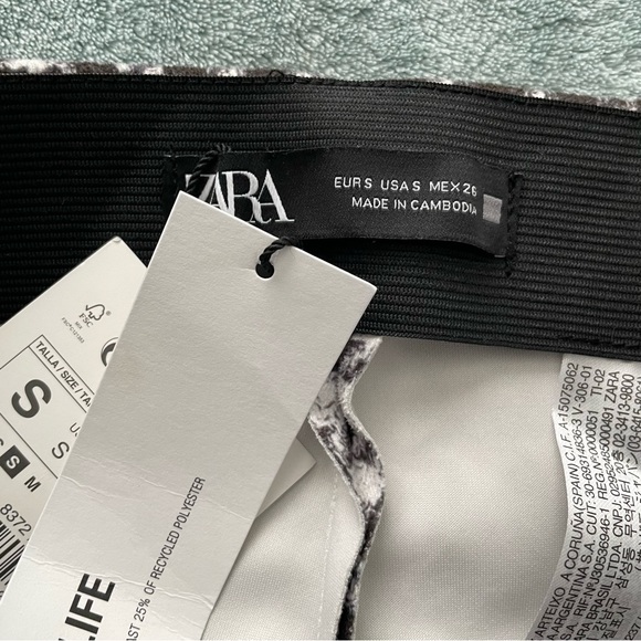 Zara Leggings High Rise Houndstooth Print Brown White Size Small New With Tags - Picture 6 of 9